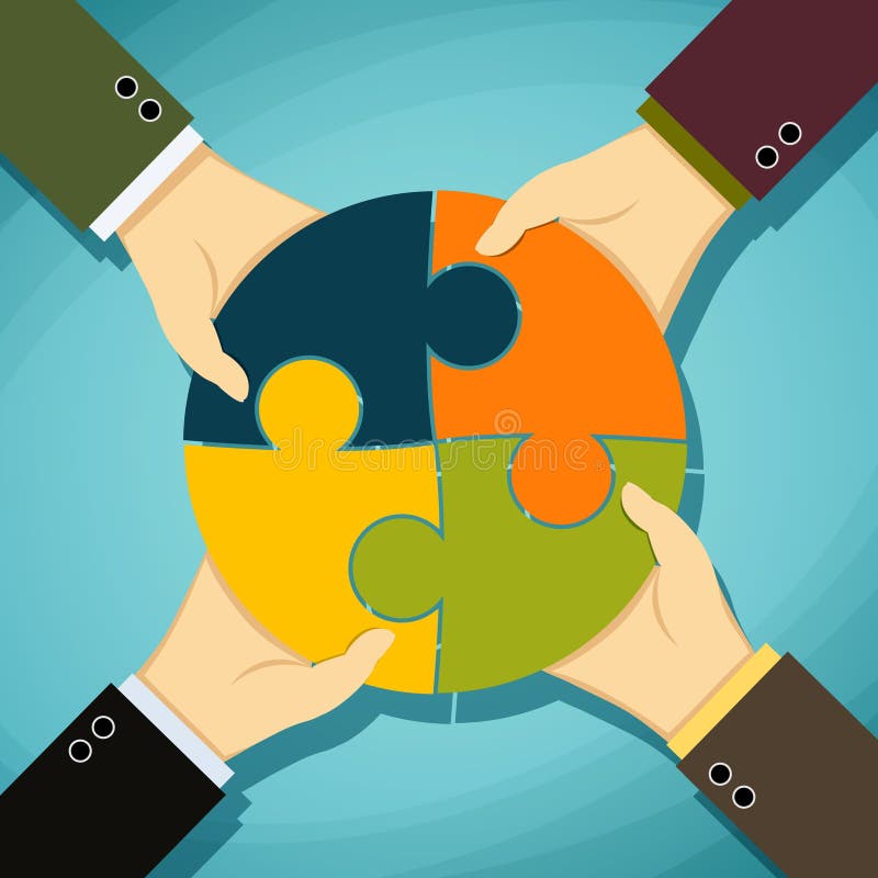 Menschliche Hände, die Stücke eines Puzzlespiels halten lizenzfreie abbildung Menschliche Hände, die Stücke eines Puzzlespiels halten lizenzfreie abbildung