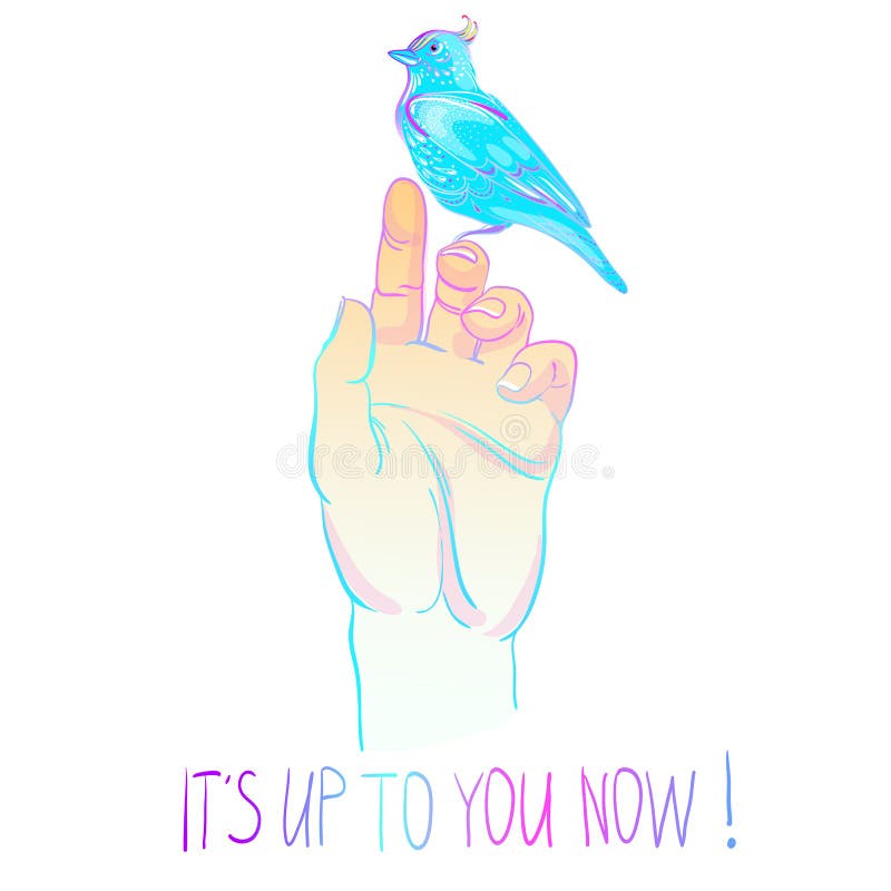 Menschliche Palme mit blauem Neonvogel Motivierungsillustration Getrennt auf Schwarzem Realistische Vektorillustration in den hel vektor abbildung Menschliche Palme mit blauem Neonvogel Motivierungsillustration Getrennt auf Schwarzem Realistische Vektorillustration in den hel vektor abbildung
