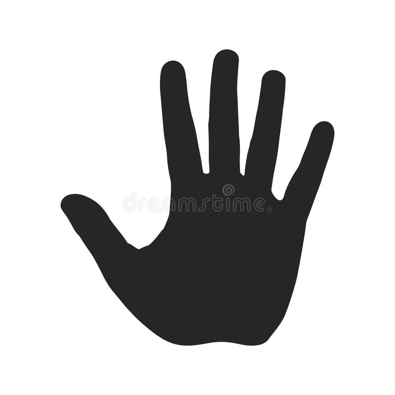 Menschliches Handschattenbild Öffnen Sie Palme mit fünf Fingern Stoppen Sie Zeichen Warnsymbol, gefährliche Ikone vektor abbildung