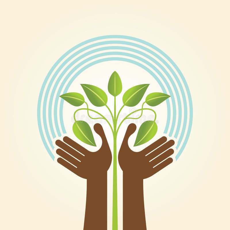 Menselijk hand & boompictogram met groene bladeren - de vector van het ecoconcept royalty-vrije illustratie Menselijk hand & boompictogram met groene bladeren - de vector van het ecoconcept royalty-vrije illustratie