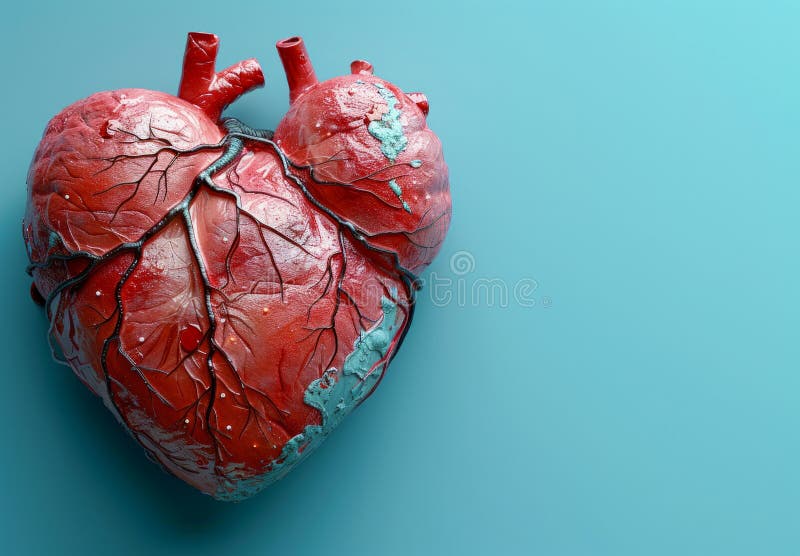 Human heart. Abstract heart with veins and a pulse. AI generated. Human heart. Abstract heart with veins and a pulse. AI generated