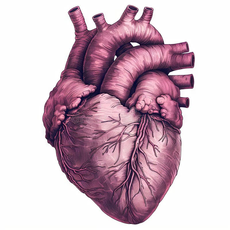 human heart isolated on white background, in the style of vintage comic style, rtx on, woodcut and linocut. Generative AI. human heart isolated on white background, in the style of vintage comic style, rtx on, woodcut and linocut. Generative AI.