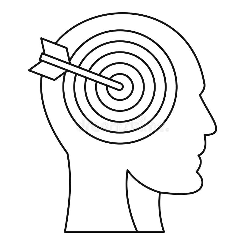 Menselijk hoofdprofiel met doel binnen pictogram royalty-vrije illustratie Menselijk hoofdprofiel met doel binnen pictogram royalty-vrije illustratie