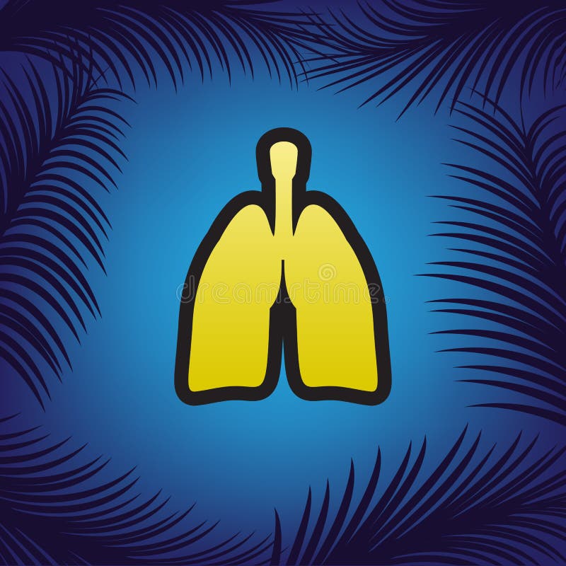 Menselijke anatomie Longenteken Vector Gouden pictogram met zwarte contou stock illustratie Menselijke anatomie Longenteken Vector Gouden pictogram met zwarte contou stock illustratie