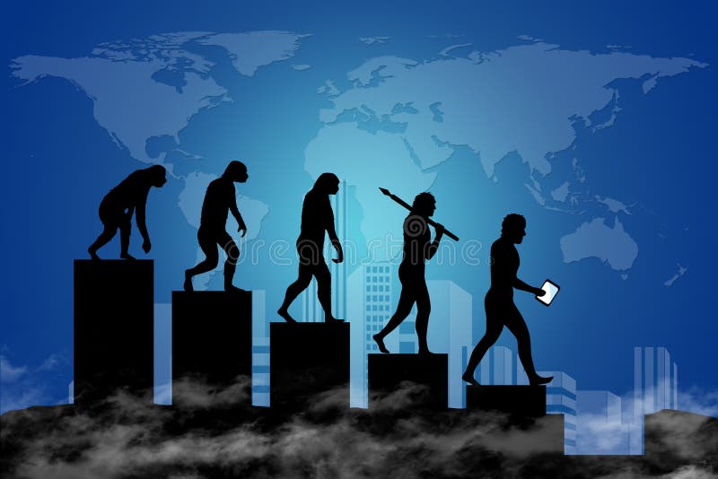 Menselijke evolutie in moderne wereld stock illustratie Menselijke evolutie in moderne wereld stock illustratie