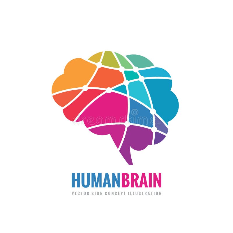 Menselijke Hersenen - het conceptenillustratie van het bedrijfs vectorembleemmalplaatje Abstract creatief ideeteken Het element v