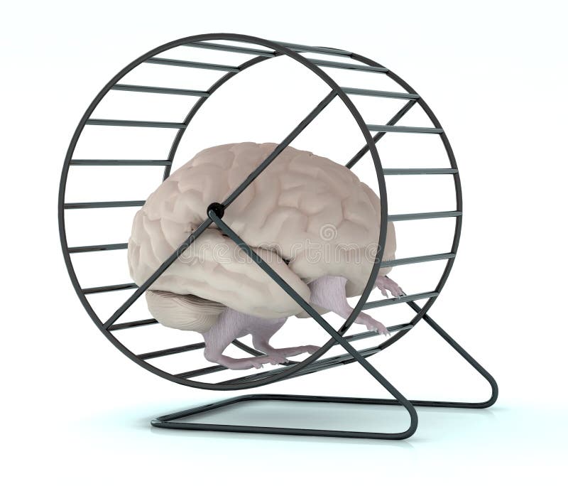 Menselijke hersenen met armen en benen in hamsterwiel royalty-vrije illustratie Menselijke hersenen met armen en benen in hamsterwiel royalty-vrije illustratie