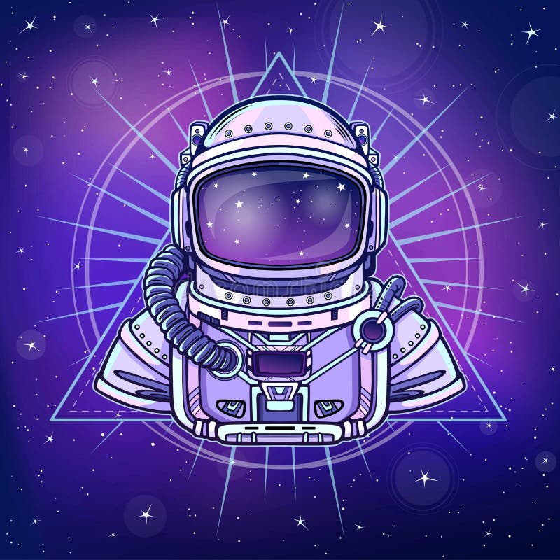 Menselijke uitvindingen: astronauten` s kostuum Dieptewetenschap Achtergrond - de hemel van de nachtster stock illustratie Menselijke uitvindingen: astronauten` s kostuum Dieptewetenschap Achtergrond - de hemel van de nachtster stock illustratie