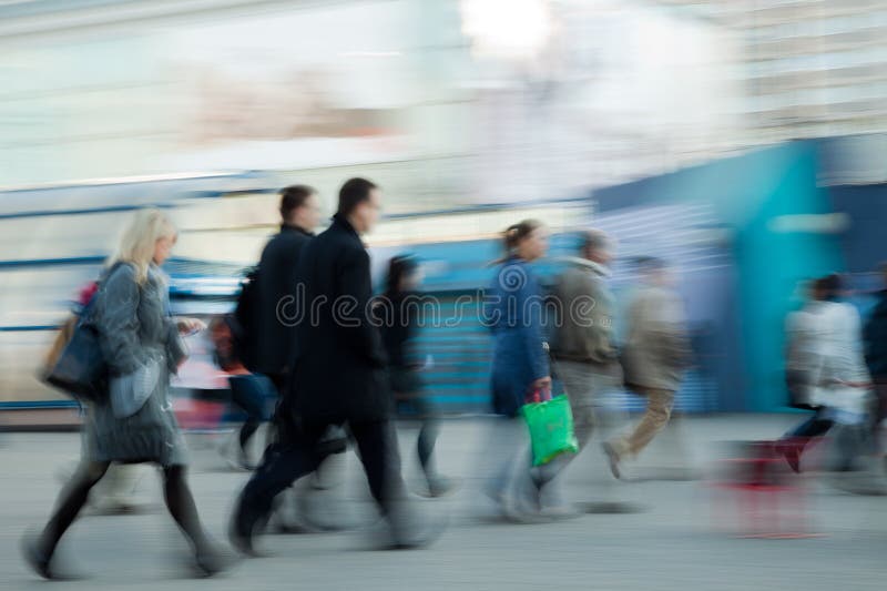 Blurred image of people rushing to work in the morning. Blurred image of people rushing to work in the morning