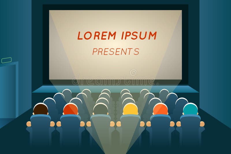 Mensen die op film in bioskoop letten vector illustratie Mensen die op film in bioskoop letten vector illustratie