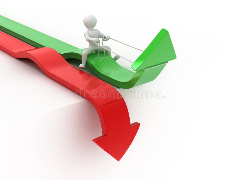 Mannen op een pijl. Conceptueel beeld van succes stock illustratie