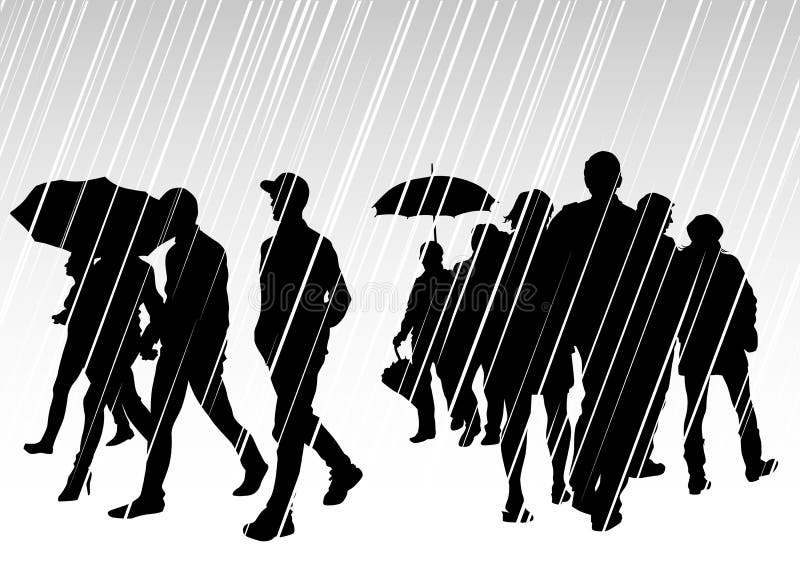 Mensen op regen stock illustratie Mensen op regen stock illustratie