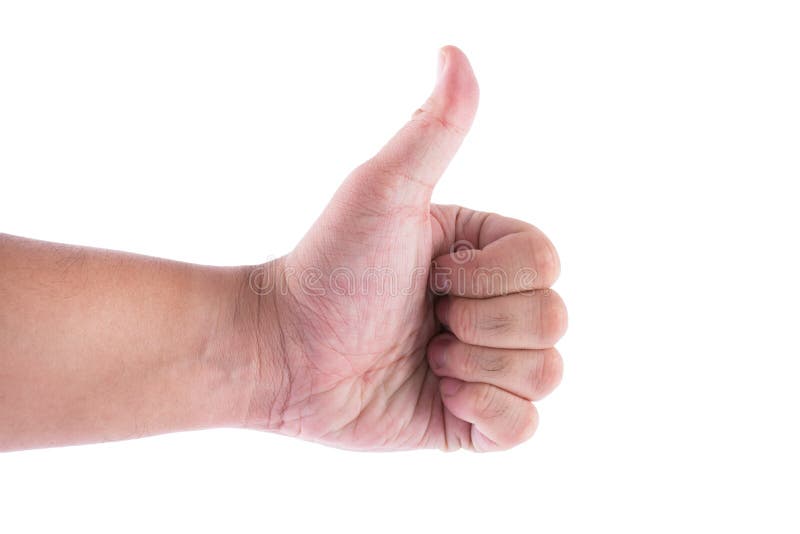 Mensenhand met duim op witte achtergrond omhoog wordt ge?soleerd die Als en Goed gesturing thema royalty-vrije stock foto's Mensenhand met duim op witte achtergrond omhoog wordt ge?soleerd die Als en Goed gesturing thema royalty-vrije stock foto's