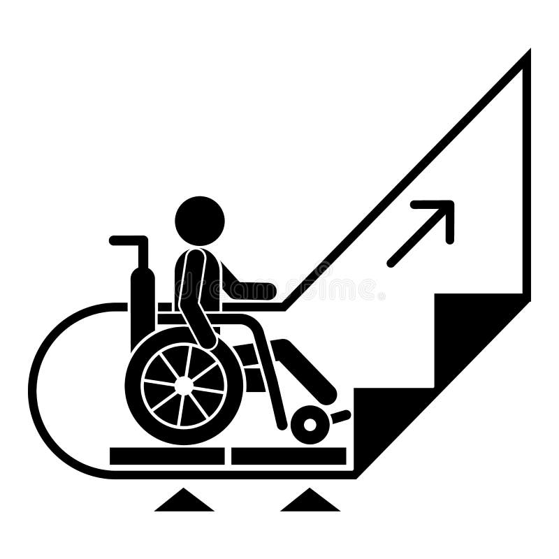 Mensenrolstoel op roltrappictogram, eenvoudige stijl stock illustratie Mensenrolstoel op roltrappictogram, eenvoudige stijl stock illustratie