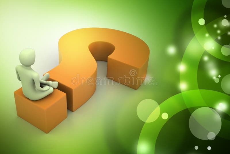 Mensenzitting op een vraagteken Bedrijfs concept stock illustratie Mensenzitting op een vraagteken Bedrijfs concept stock illustratie