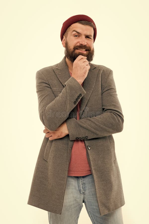 Menswear i m?ski mody poj?cie Obs?uguje brodatego modnisia eleganckiego modnego ?akiet i kapelusz Elegancki stroju kapelusz jaskr fotografia royalty free Menswear i m?ski mody poj?cie Obs?uguje brodatego modnisia eleganckiego modnego ?akiet i kapelusz Elegancki stroju kapelusz jaskr fotografia royalty free