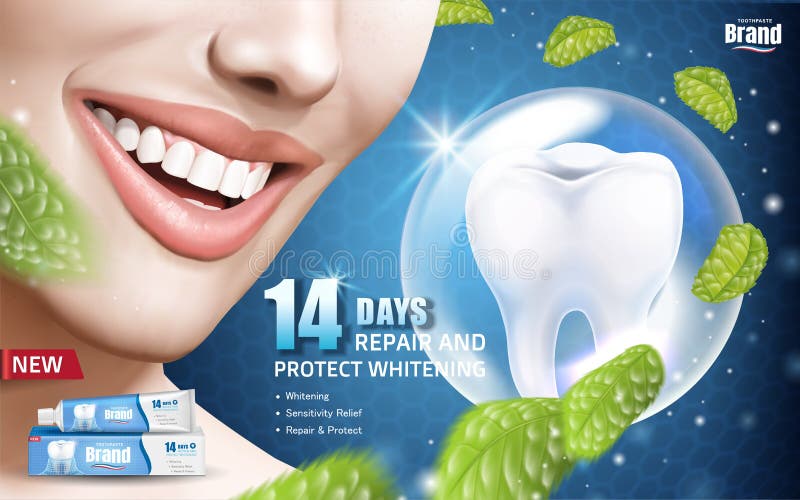 Menta che imbianca gli annunci del dentifricio in pasta royalty illustrazione gratis Menta che imbianca gli annunci del dentifricio in pasta royalty illustrazione gratis