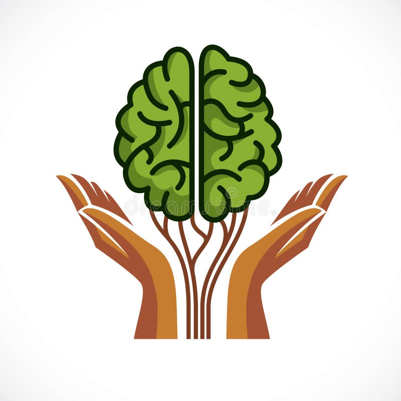 Mental hälsa- och psykologibegrepp, vektorsymbol eller logodesign royaltyfri illustrationer