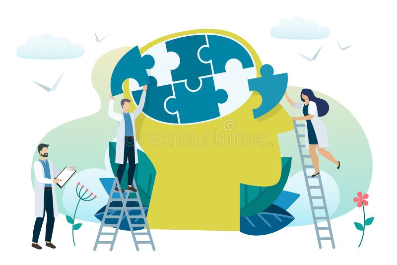 Mental hälsabegrepp stock illustrationer