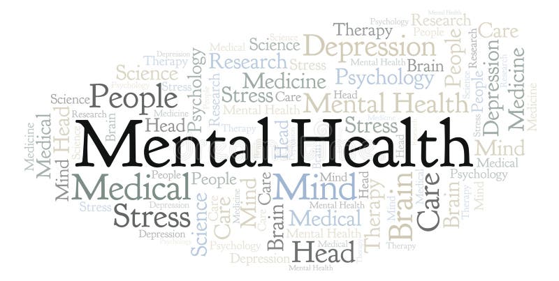 Mental hälsaordmoln stock illustrationer