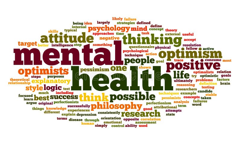 Mental health concept in word tag cloud on white. Mental health concept in word tag cloud on white