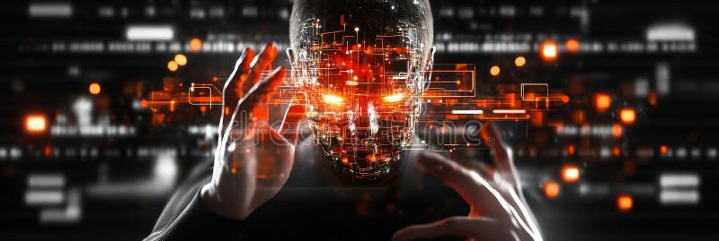 Mentes digitales avanzadas de scripting ocultan un concepto futurista de una mente digital avanzada flujos de datos de scripting t libre illustration