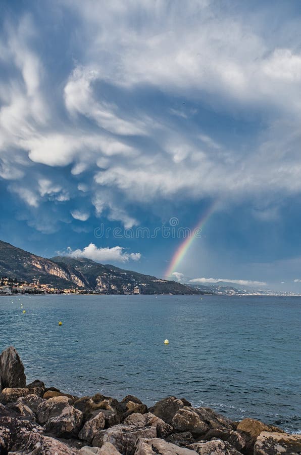 Menton, French Riviera stock image. Image of nuages 218145497