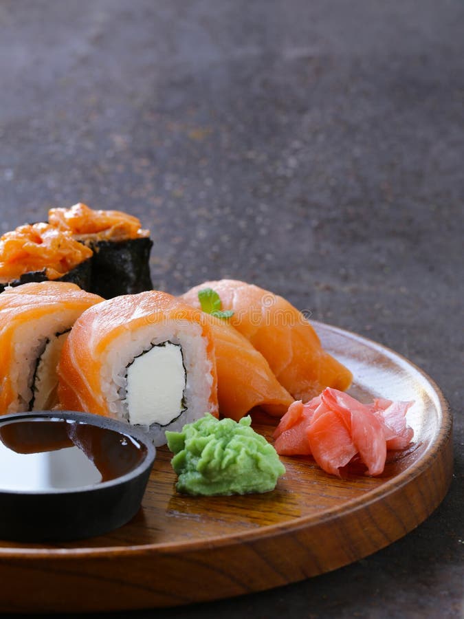 Assorted Sushi with Salmon, Shrimp and Eel Stock Image Image of