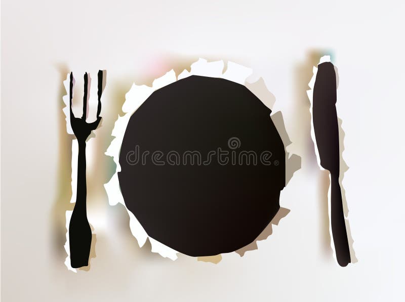 Menu background with plate, knife and fork