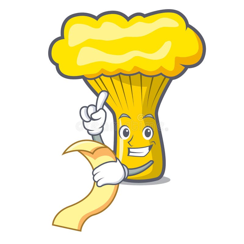 With menu chanterelle mushroom mascot cartoon vector illustration