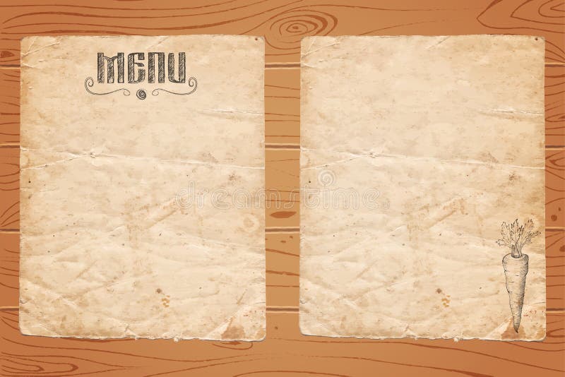 Menu Do Restaurante No Papel Velho E No Fundo De Madeira Imagem De Stock Imagem De Restaurante Madeira 109795445