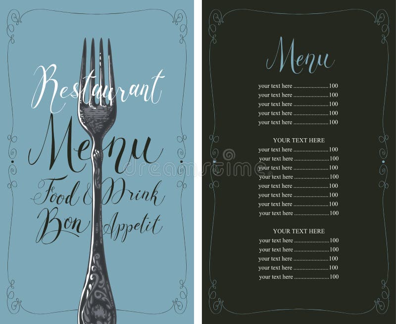 Menu Para O Restaurante Com Tabela De Preços E Toque Ilustração do Vetor -  Ilustração de fundo, forquilha: 88640242
