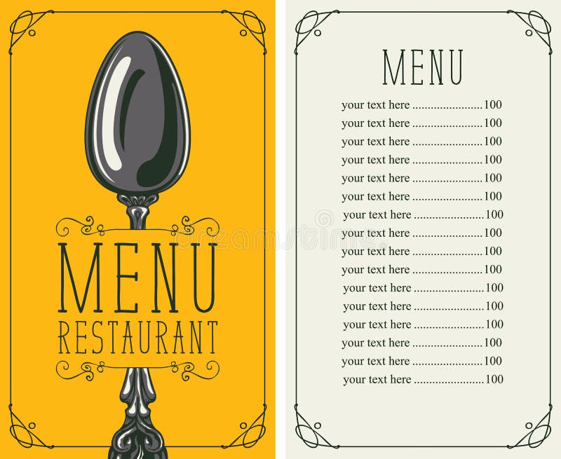 Menu Para O Restaurante Com Tabela De Preços E Toque Ilustração do Vetor -  Ilustração de fundo, forquilha: 88640242