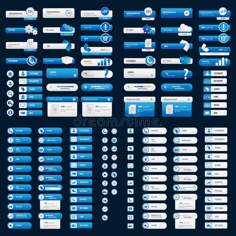 Menu et boutons pour le fond de noir de site Web illustration stock Menu et boutons pour le fond de noir de site Web illustration stock