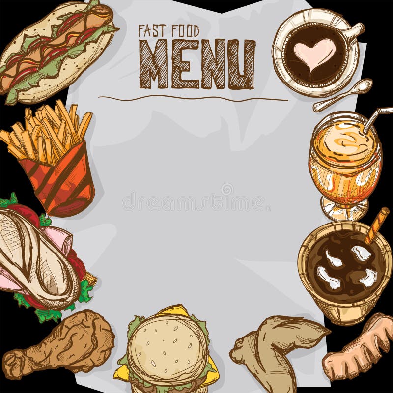 Menu food restaurant template design hand drawing graphic