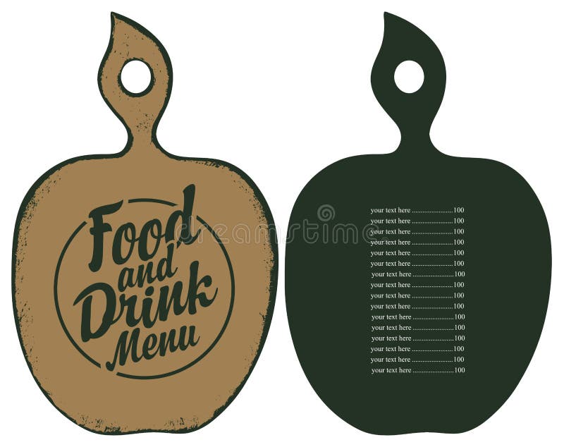 Menu in the Form of Cutting Board with Price List Stock Vector