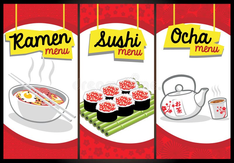 Menu giapponese dell'alimento illustrazione vettoriale