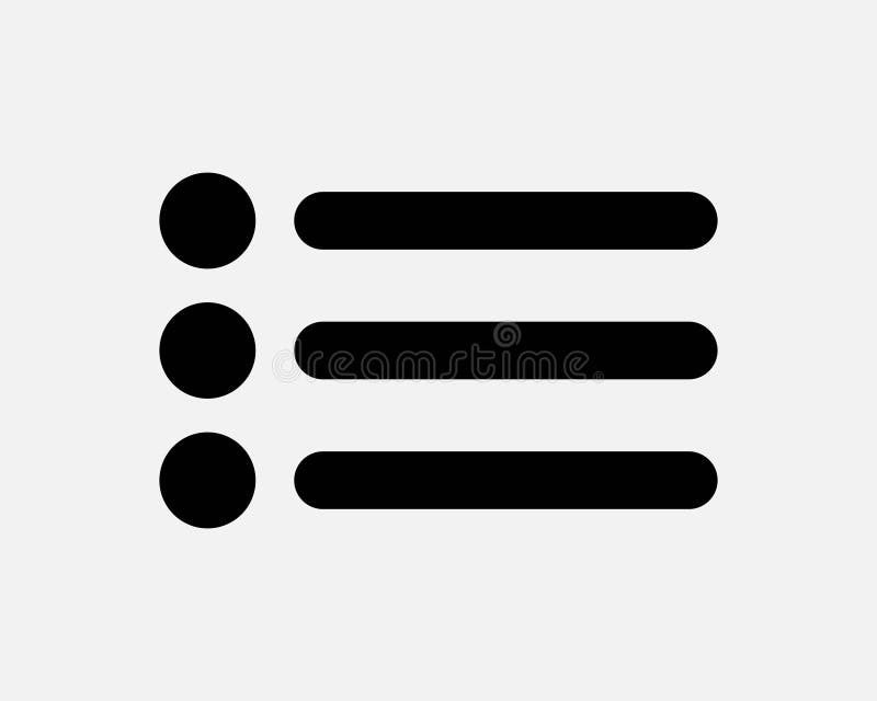 Menu List Icon App Navigation Option Page Interface Dropdown Three Lines Button Dots Sign Symbol vector illustration