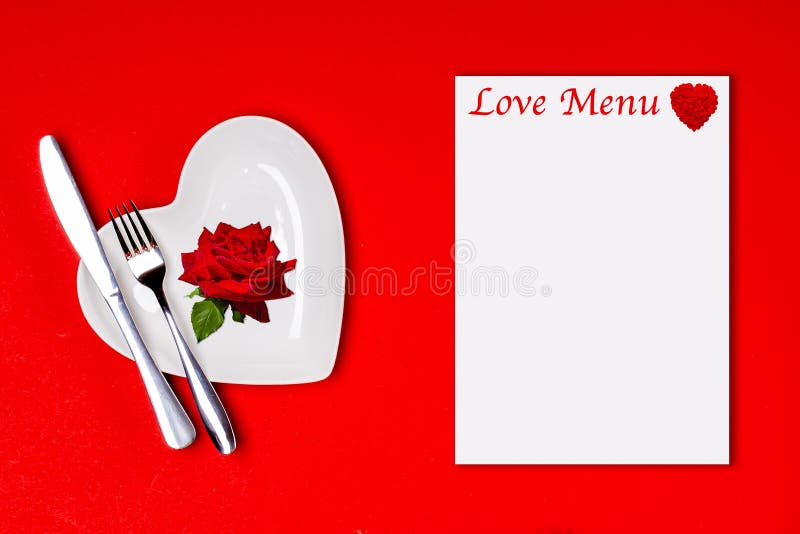 Menu for Lovers on a Red Background. Stock Photo - Image of gifts