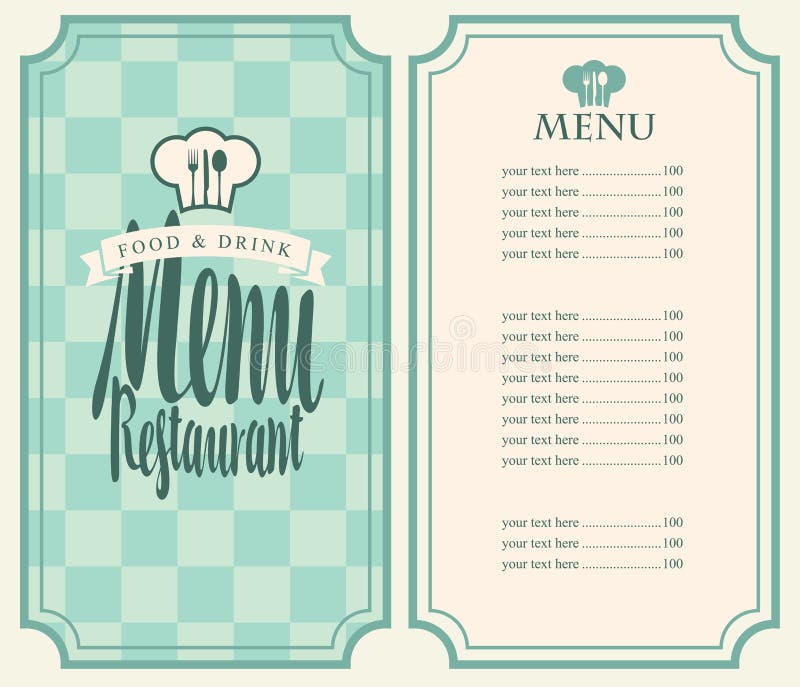 Menu Para O Restaurante Com Tabela De Preços E Toque Ilustração do Vetor -  Ilustração de fundo, forquilha: 88640242