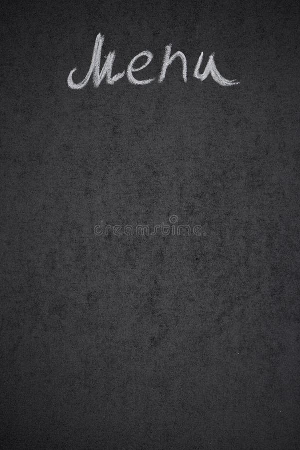 Menu title written with chalk on black board