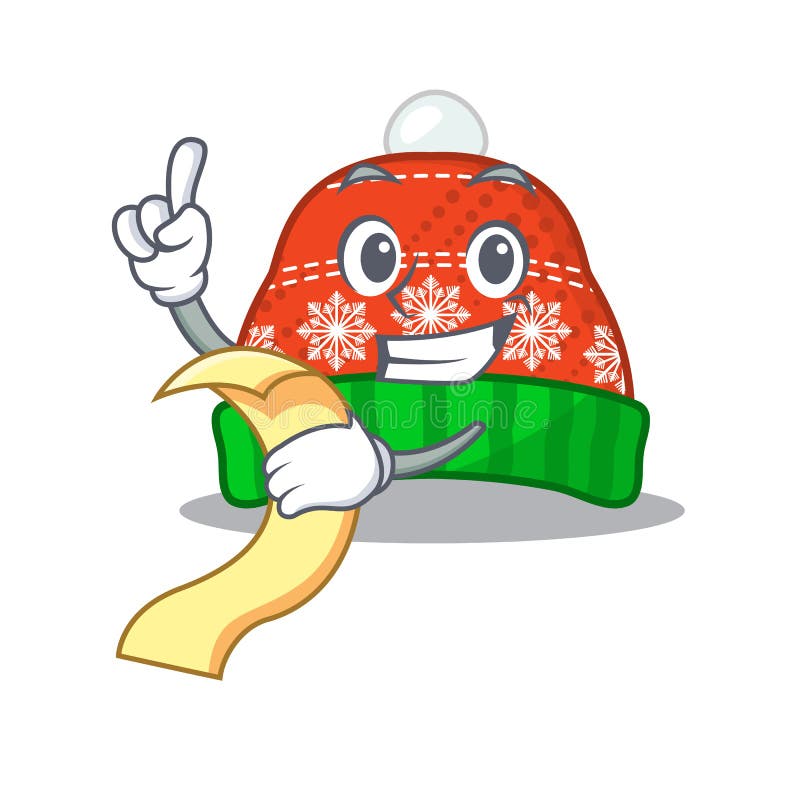 With menu winter hat in a cartoon bag stock illustration With menu winter hat in a cartoon bag stock illustration