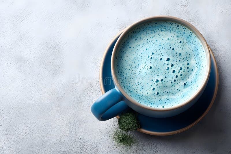 Menú de alimentos de Generación Alfa : Alga azul Latte Caffeinefree spirulinainfused efecto de calma libre illustration