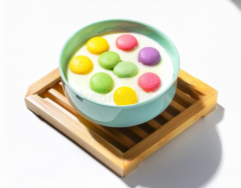 Menú de alimentos de Generación Alfa : un isométrico encantador de coloridos íconos de comida de la Luna Leche en un fondo blanco ilustración del vector