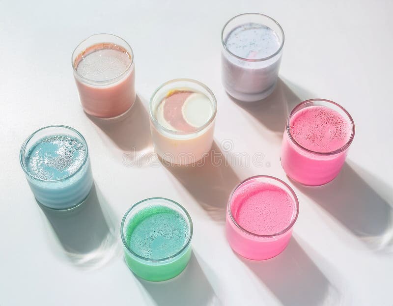 Menú de alimentos de Generación Alfa : un isométrico encantador de coloridos íconos de comida de la Luna Leche en un fondo blanco stock de ilustración