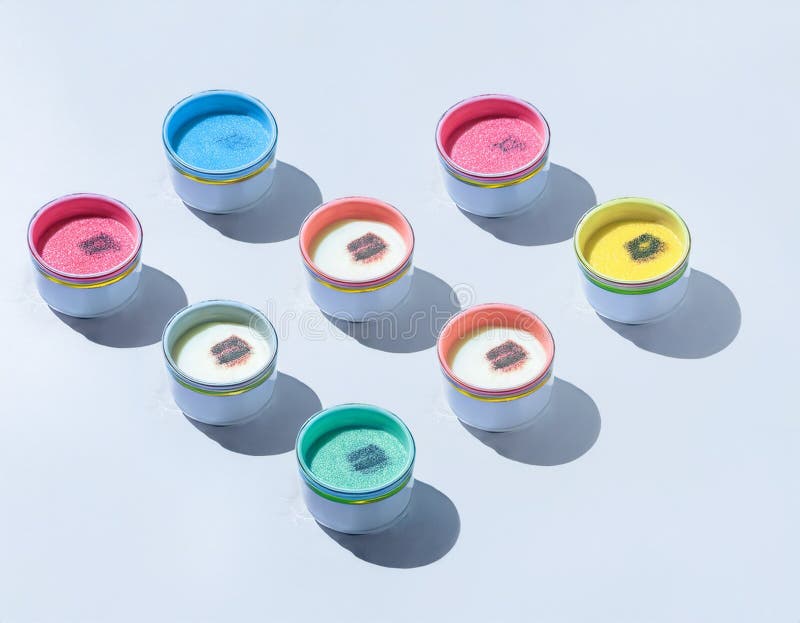 Menú de alimentos de Generación Alfa : un isométrico encantador de coloridos íconos de comida de la Luna Leche en un fondo blanco stock de ilustración