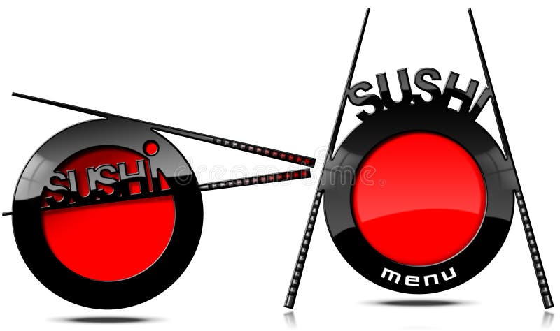 Menú del sushi - bandera con los palillos ilustración del vector Menú del sushi - bandera con los palillos ilustración del vector