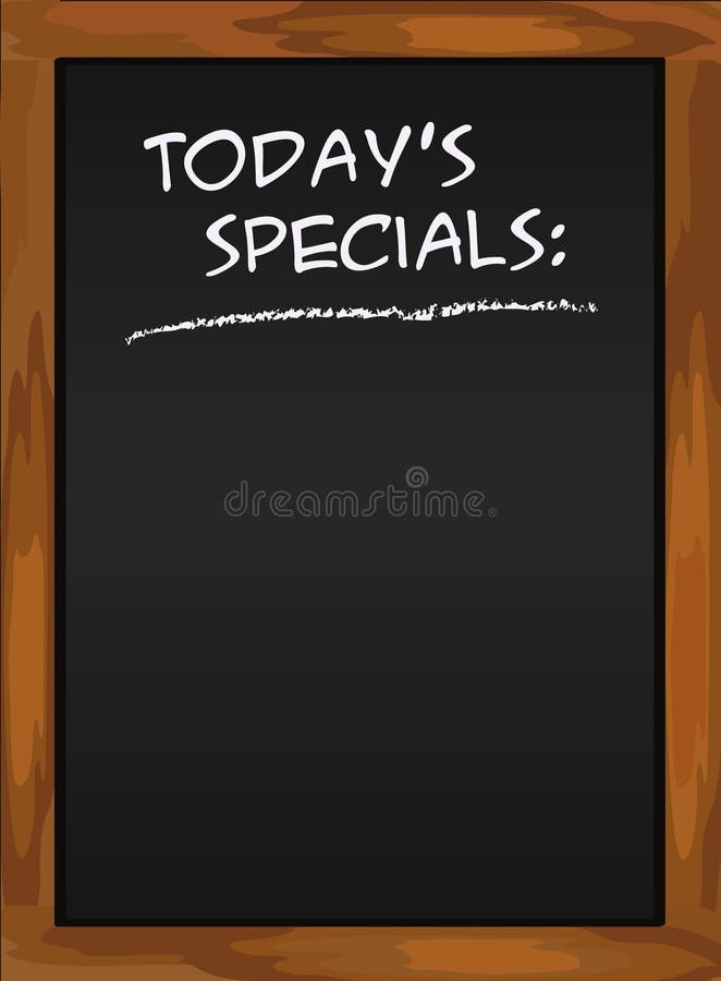 Menu blacboard Todays special black. Menu blacboard Todays special black