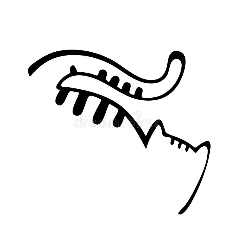 Meow Poster. Hand Drawn Cat in Black and White Stock Vector