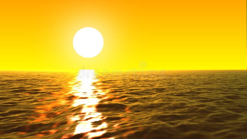 Mer loopable de FullHd 3d avec le grand coucher du soleil et les vagues